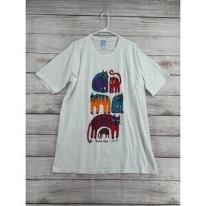 Caramba Laurel Burch Fantastic Felines CanCun T-Shirt Adult XXL White